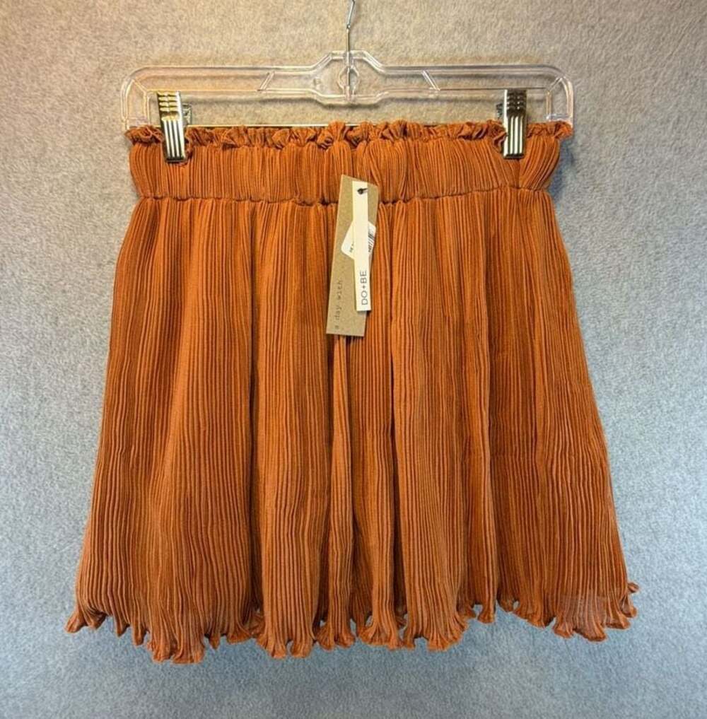 DO+BE a Accordion Pleated Mini Skirt Rust Orange